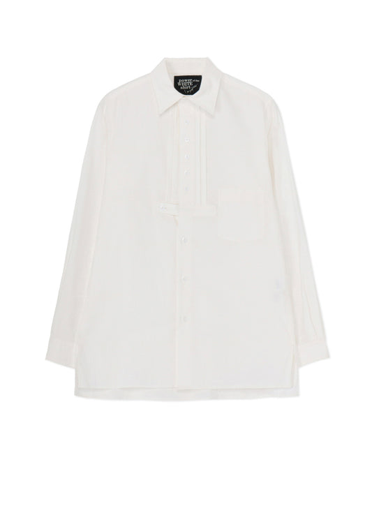 COTTON TWILL FRONT PLEATED DETAIL SHIRT