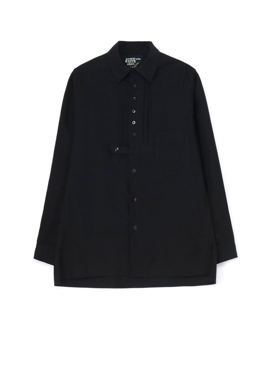 COTTON TWILL FRONT PLEATED DETAIL SHIRT