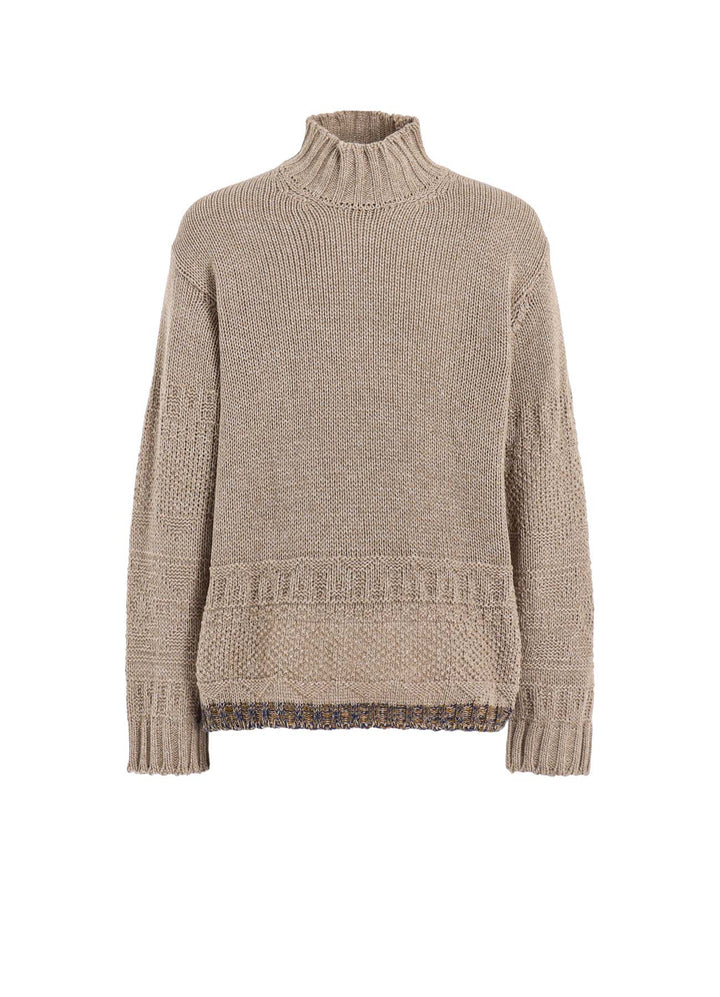 BULKY WOOL LYNX HIGH NECK KNIT