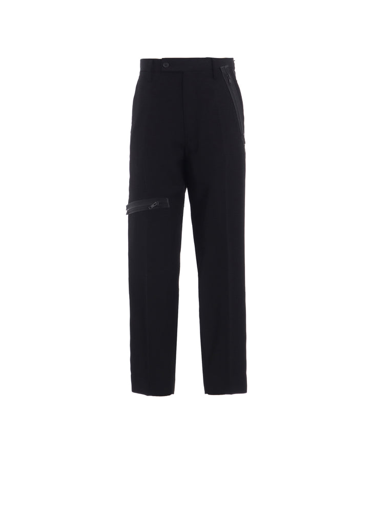 PE/GABARDINE ZIPPER-TAPED SLIM PANTS