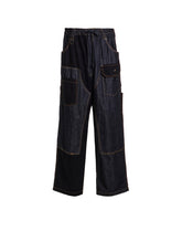 7OZ DENIM CRAZY PATCHWORK DOUBLE KNEE PAINTER PANTS