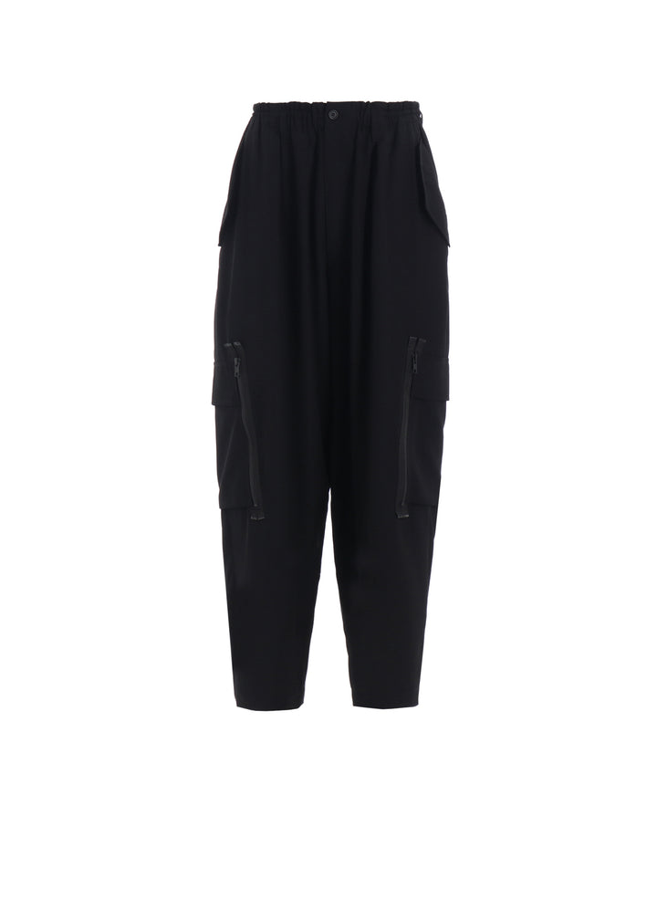 PE/GABARDINE ZIPPER-TAPED CARGO PANTS