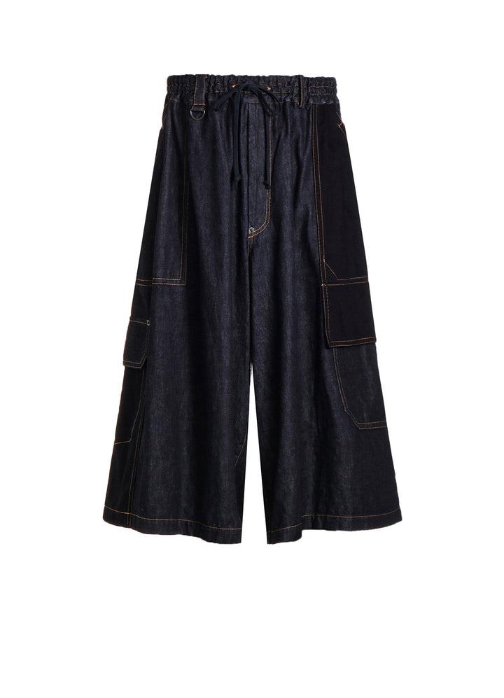 7OZ DENIM CRAZY PATCHWORK CULOTTE PANTS