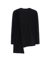 JACQUARD FRINGE STRIPE ASYMMETRICAL LONG-SLEEVED T-SHIRT