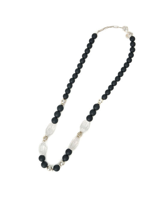 CRYSTAL + BLACK BEADS NECKLACE