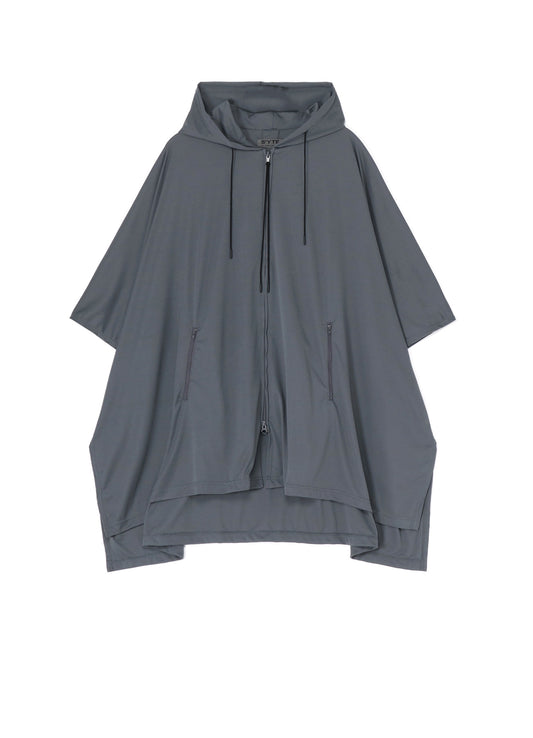 HIGH-GAUGE POLYESTER SMOOTH JERSEY HOODIE PONCHO