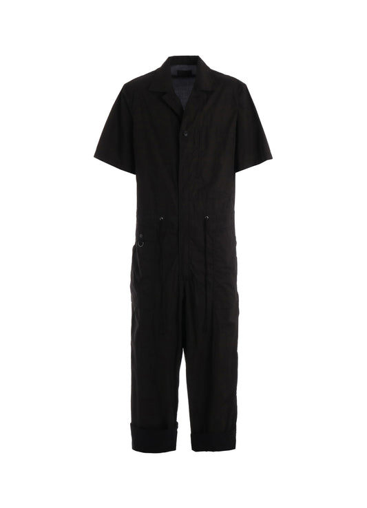 COTTON TYPEWRITER SHORT-SLEEVE JUMPSUIT
