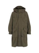 COTTON TWILL HOODED COAT WITH PADDED LINER