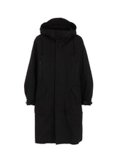 COTTON TWILL HOODED COAT WITH PADDED LINER