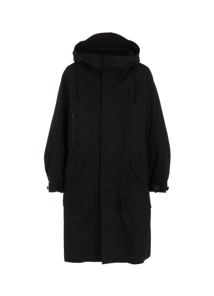 COTTON TWILL HOODED COAT WITH PADDED LINER
