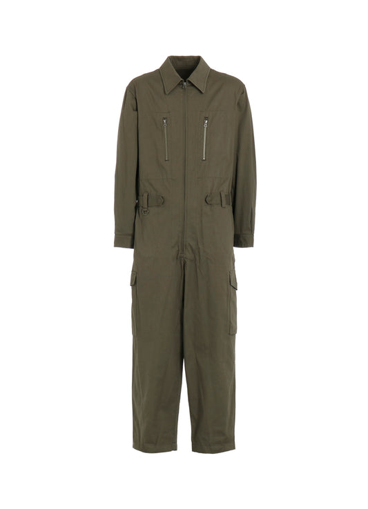 COTTON TWILL 6-POCKET ZIP-UP JUMPSUIT