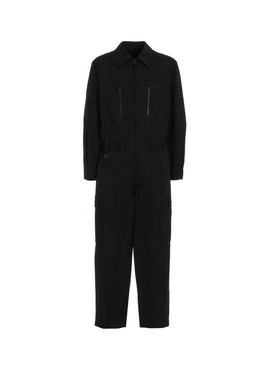 COTTON TWILL 6-POCKET ZIP-UP JUMPSUIT