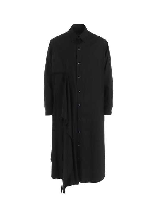 RAYON TWILL LAYERED LONG SHIRT DRESS