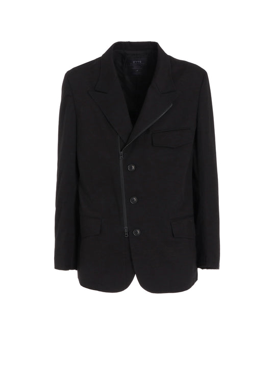 COTTON TWILL PEAKED LAPEL TAILORED JACKET