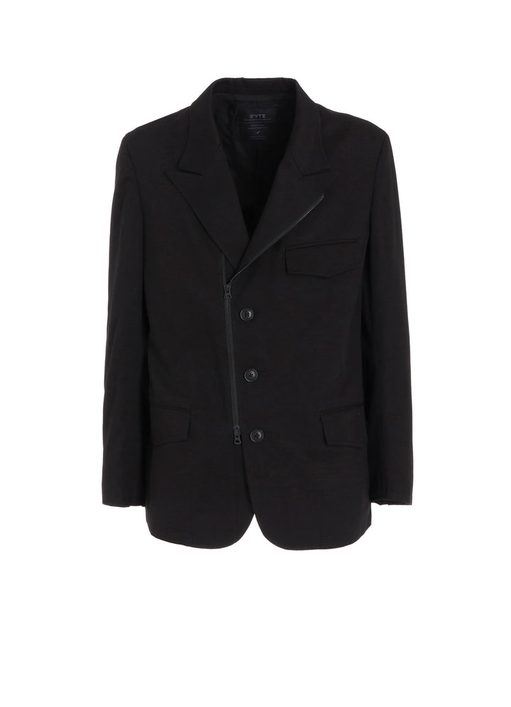COTTON TWILL PEAKED LAPEL TAILORED JACKET