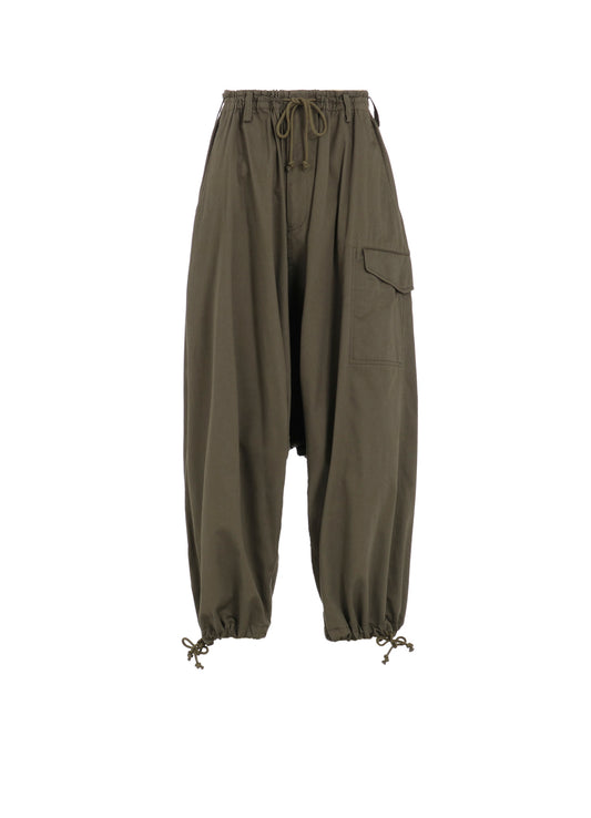 COTTON TWILL WIDE SAROUEL PANTS