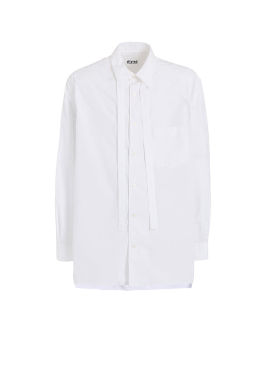 COTTON BROAD RIBON STAND COLLAR SHIRT