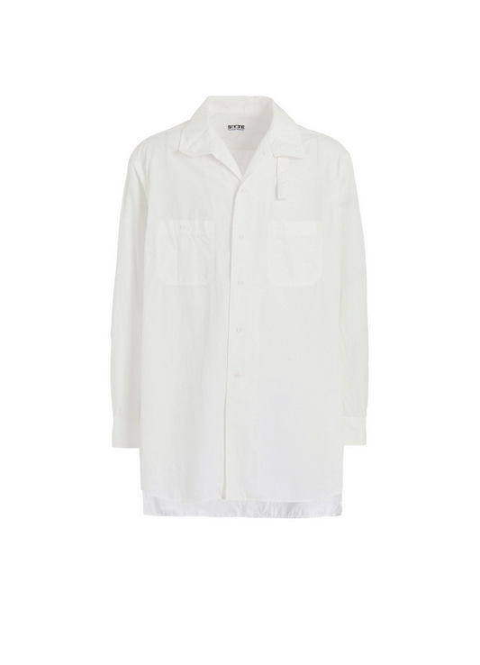 COTTON LINEN STAND COLLAR SHIRT