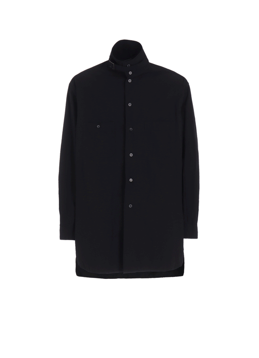 COTTON LINEN STAND COLLAR SHIRT