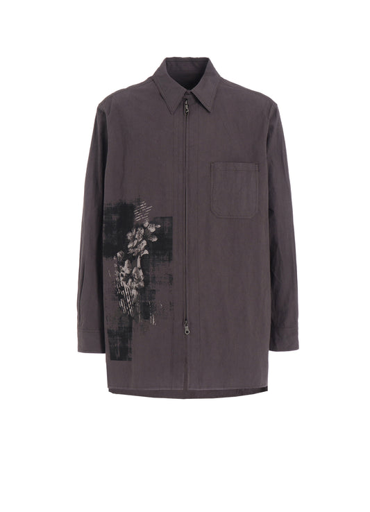 POISONOUS FLOWER PRINT ZIP SHIRT