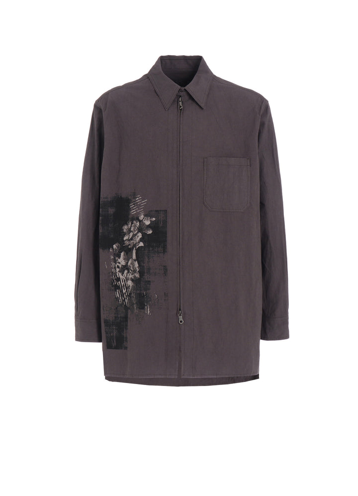 POISONOUS FLOWER PRINT ZIP SHIRT