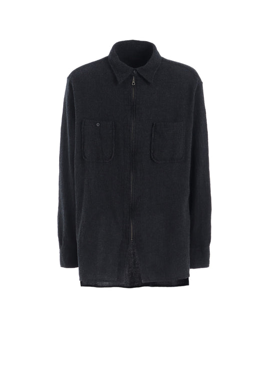 WOOL GAUZE ZIP SHIRT