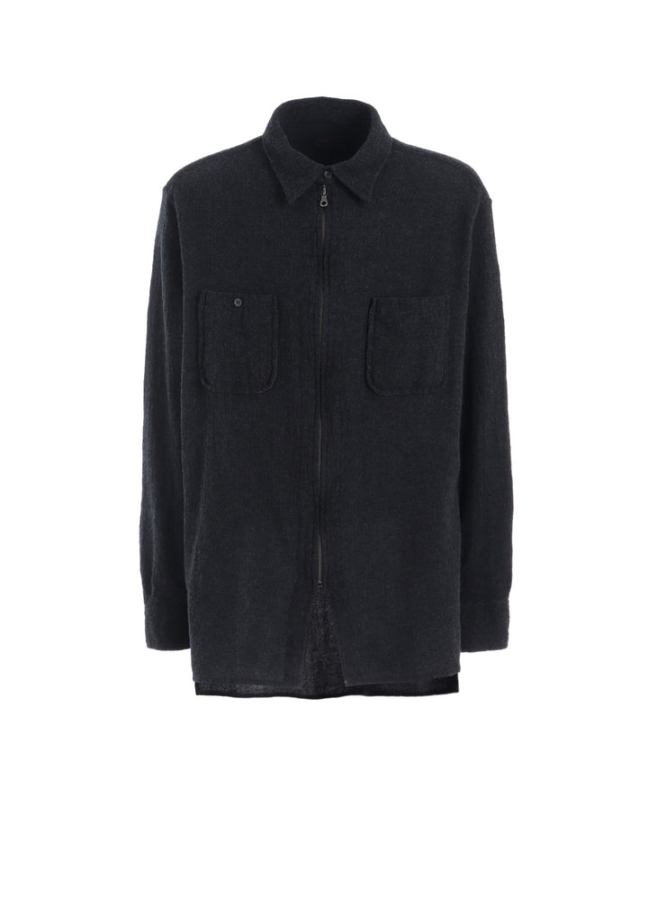 WOOL GAUZE ZIP SHIRT