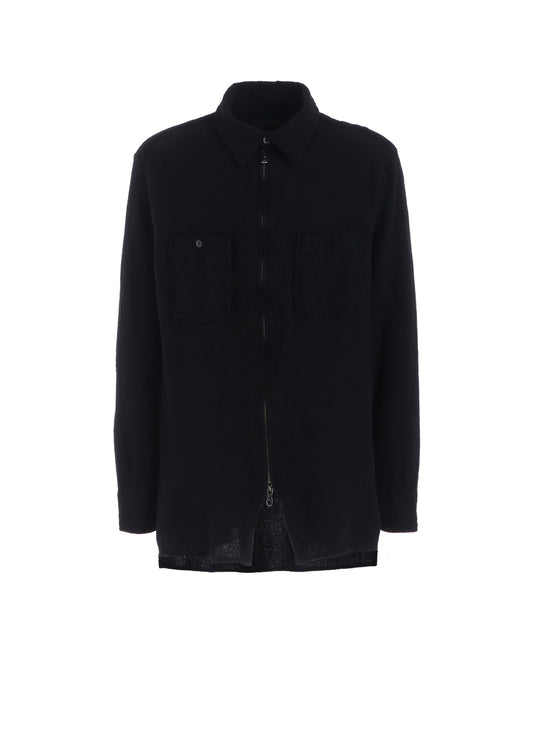 WOOL GAUZE ZIP SHIRT