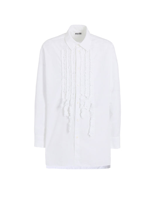 COTTON BROAD ASYMMETRICAL FRILL SHIRT