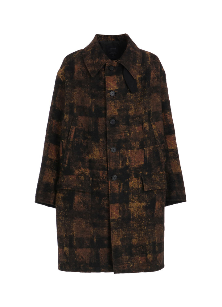 CHECK JACQUARD OVERSIZED SOUTIEN COLLAR COAT