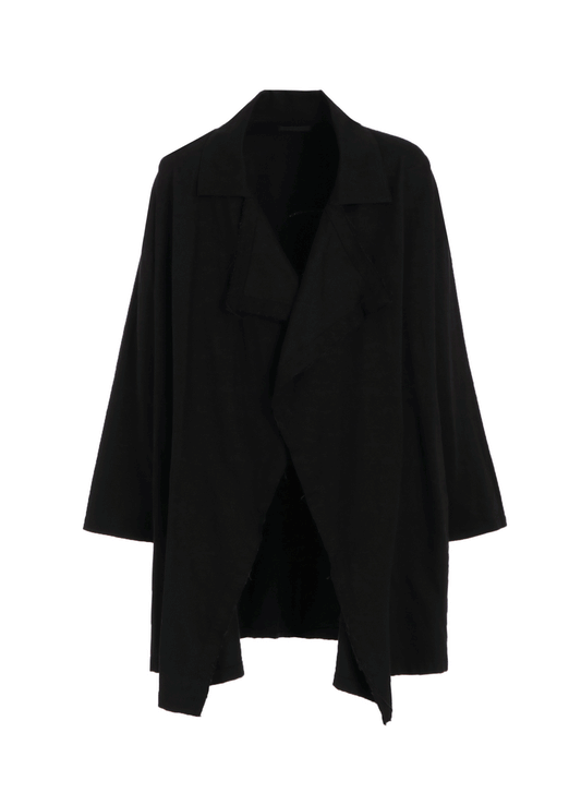 COTTON DRILL EMBROIDERY CUT-OUT DRAPE COAT