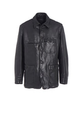 WASHED SHEEP LEATHER COVERALL WITH WORKWEAR DETAILS