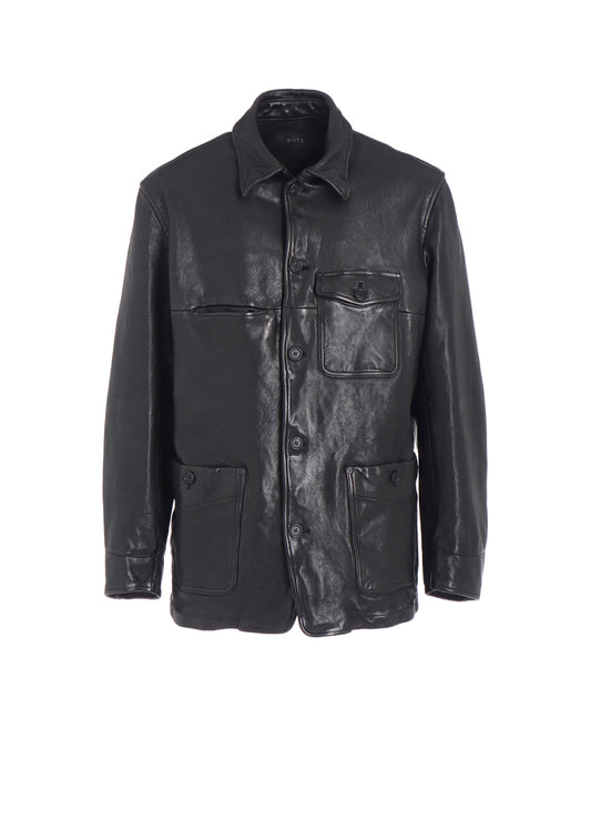 WASHED SHEEP LEATHER COVERALL WITH WORKWEAR DETAILS