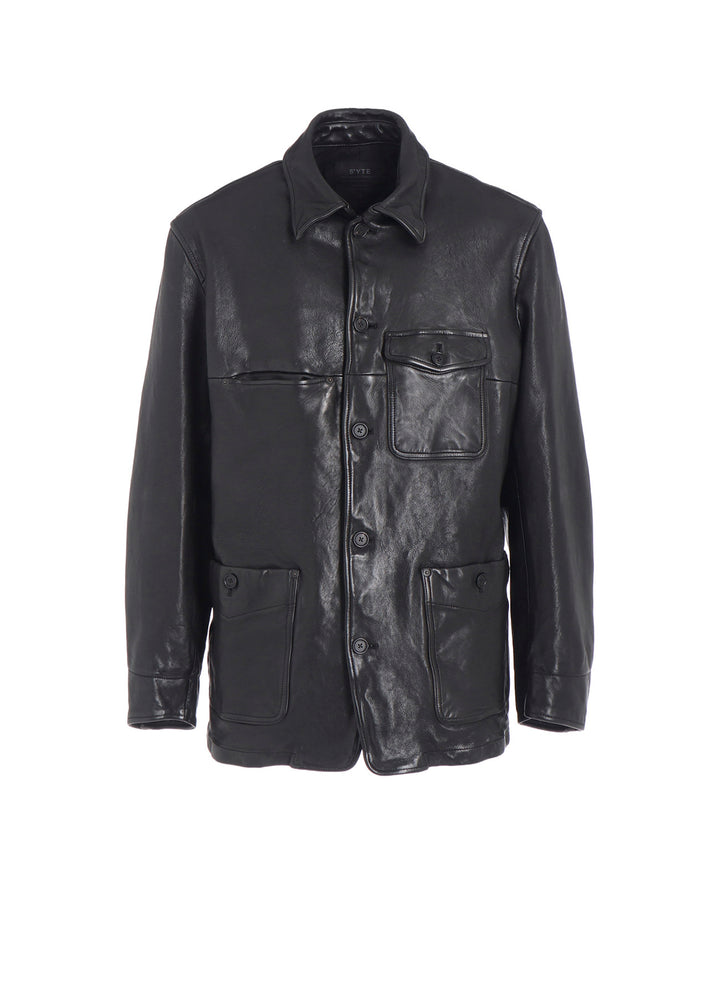 WASHED SHEEP LEATHER COVERALL WITH WORKWEAR DETAILS