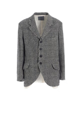 GLEN CHECK CUT-OUT HEM JACKET