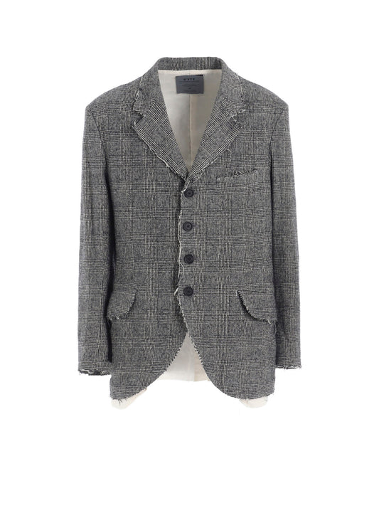 GLEN CHECK CUT-OUT HEM JACKET