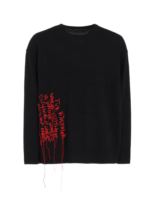 7G WOOL-BLEND INTARSIA MESSAGE PULLOVER