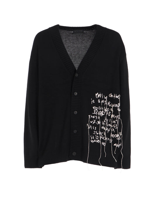 7G WOOL-BLEND INTARSIA MESSAGE CARDIGAN