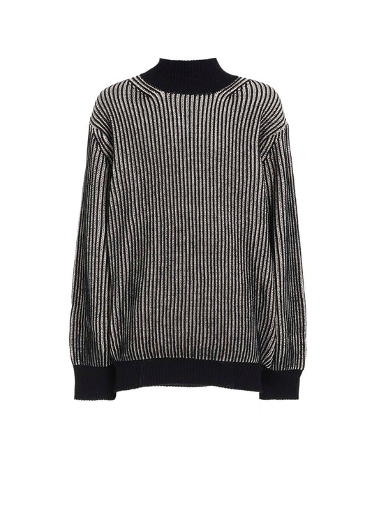 5G BULKY WOOL RIB STITCH OVERSIZED HIGH NECK KNIT