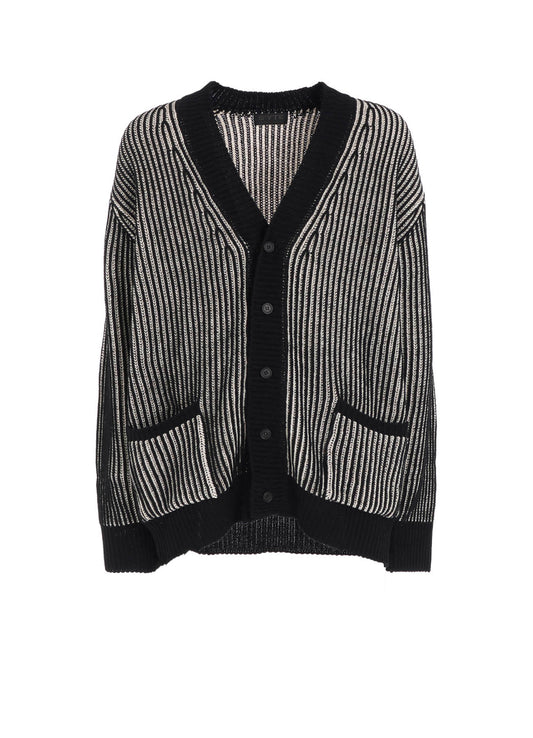 5G BULKY WOOL RIB STITCH V-NECK CARDIGAN