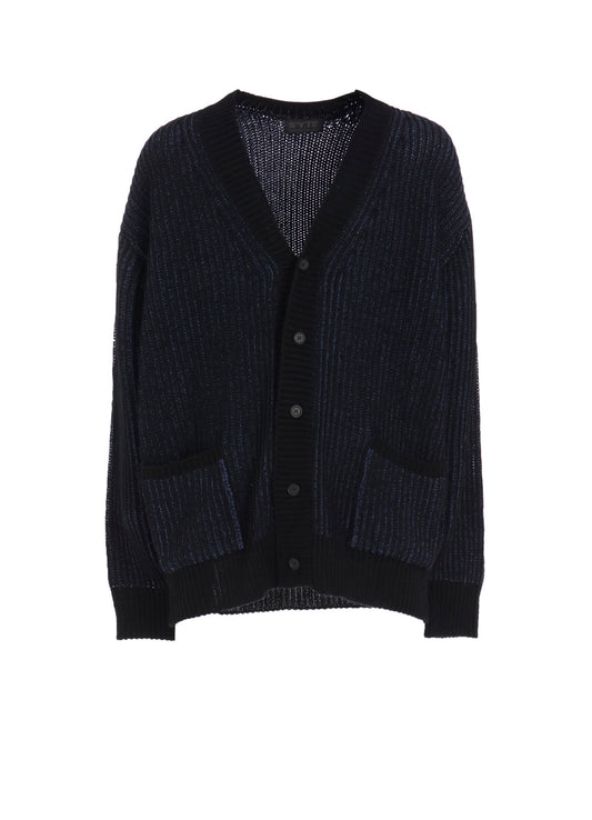 5G BULKY WOOL RIB STITCH V-NECK CARDIGAN