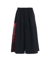 LAMB WOOL PRINTED MESSEGE EMBROIDERY CULOTTE PANTS