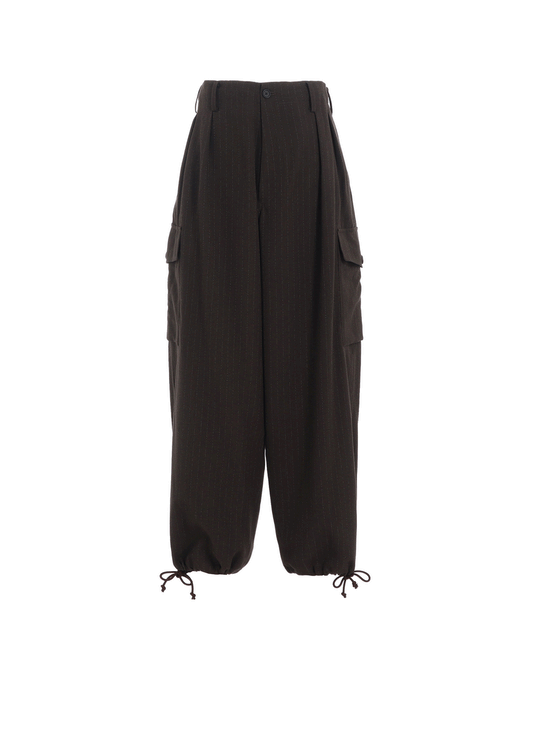 STRIPED SILK ANGORA WOOL 2 TUCK CARGO PANTS