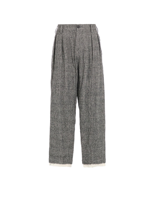 GLEN CHECK CUT-OUT HEM PANTS