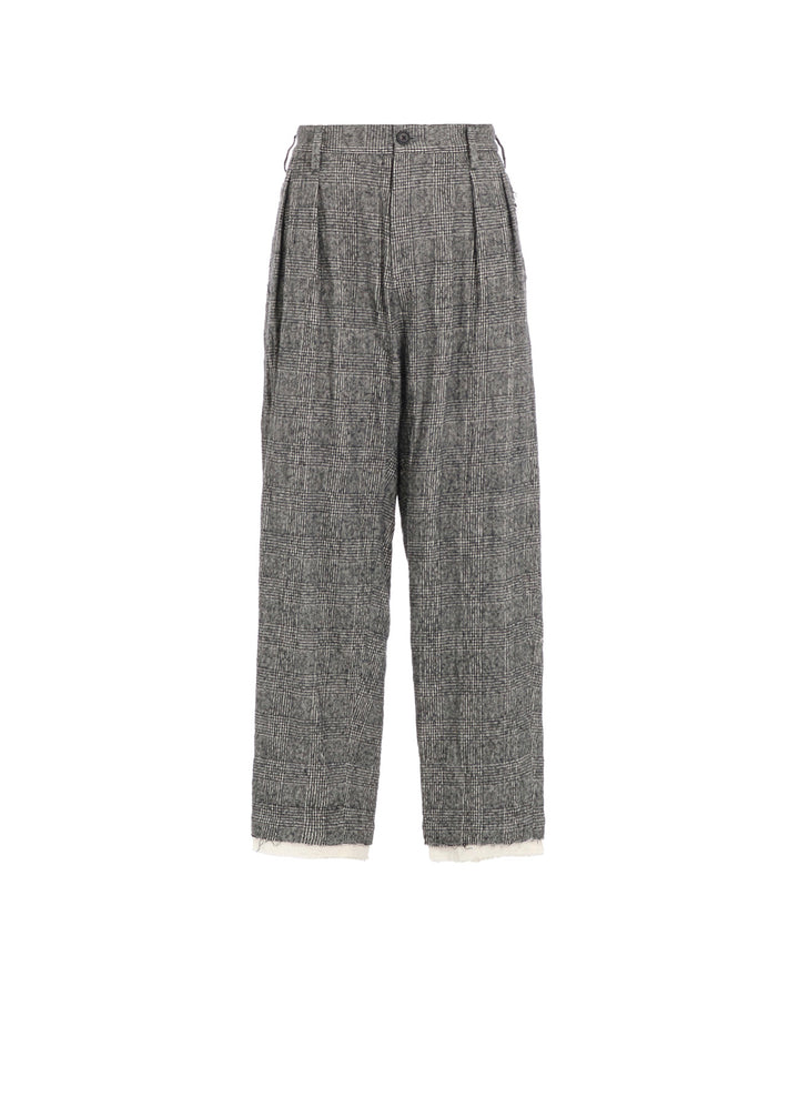 GLEN CHECK CUT-OUT HEM PANTS