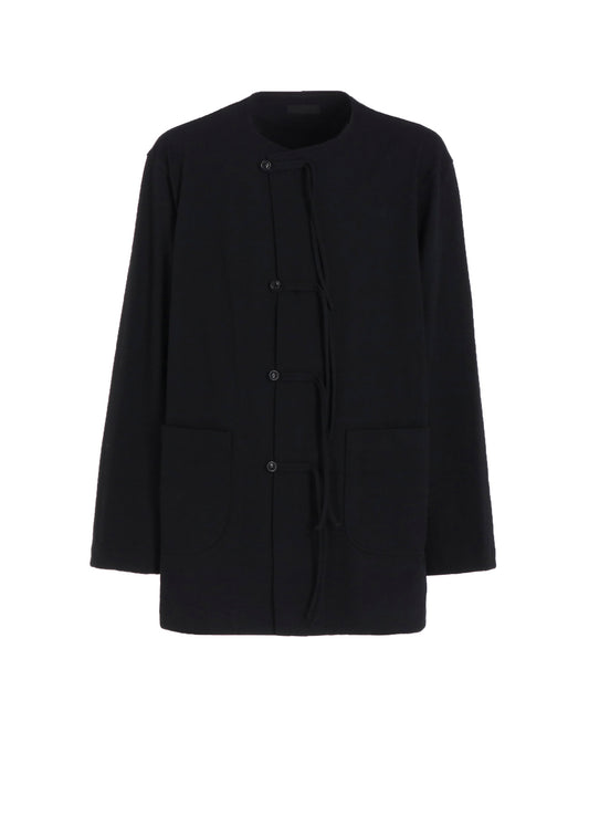 COTTON JERSEY NO-COLLAR LOOP CARDIGAN