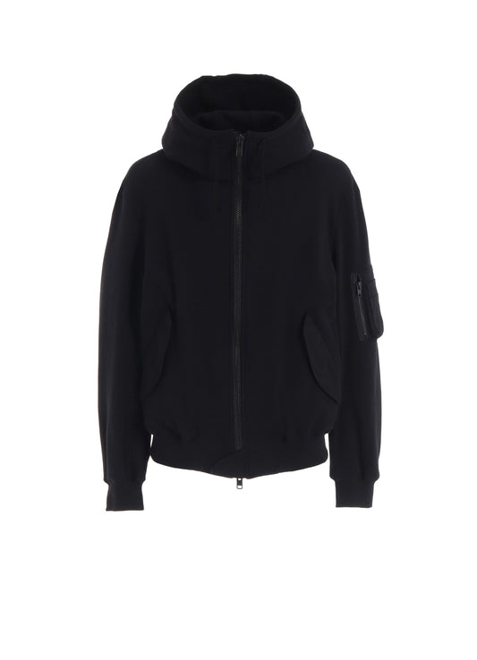 TWILL TERRY MIX ZIP-UP HOODIE WITH UTILITY SLEEVE POCKET