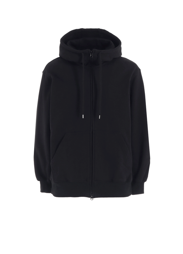 FRENCH TERRY FLOWER EMBROIDERY ZIP-UP HOODIE