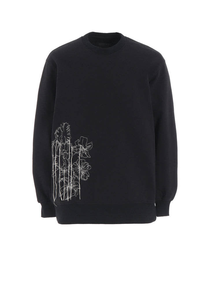 FRENCH TERRY FLOWER EMBROIDERY PULLOVER