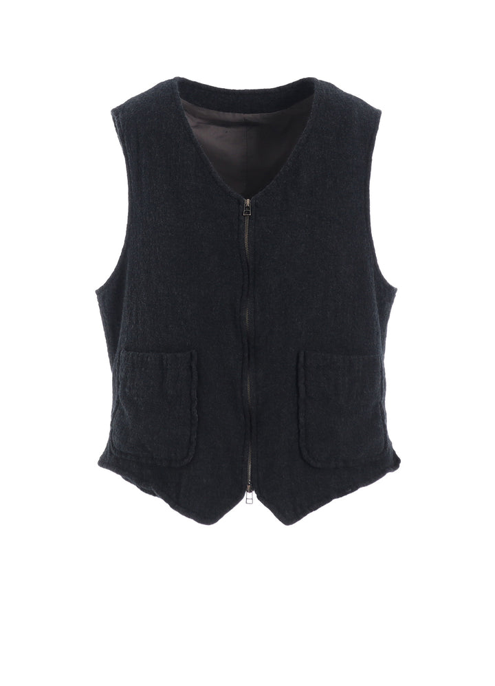 WOOL GAUZE ZIP UP VEST